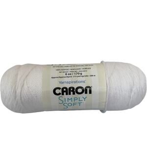 Yarnspirations Caron Simply Soft Yarn Skein, 6oz, Acrylic, #4 Med, 9701-White